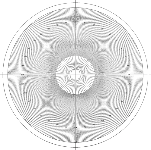 Overlay chart for Projector, No.18 Protractor chart 1° pitch metric Ø300 mm 12AAM594