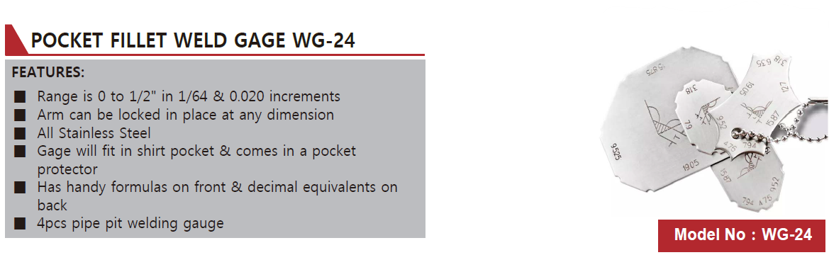 WG-24 Pocket Fillet Weld Gage