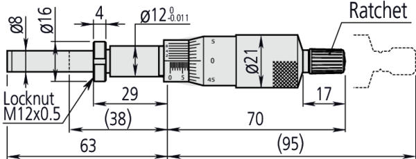 Microm. Head, Heavy Duty, 8 mm Spindle 0-25mm, Clamp Nut, 0,001mm 151-221
