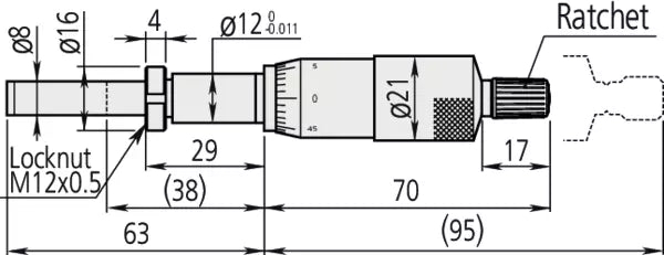 Microm. Head, Heavy Duty, 8 mm Spindle 0-25mm, Clamp Nut 151-223