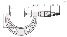 Mitutoyo Disc Micrometer, Non-Rotating Spindle, 0-1", Full Faced, D=14,3mm 169-103-10
