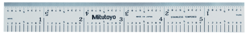 Steel Rule, Wide Rigid Rule 150mm/6", Metric/Inch 182-107