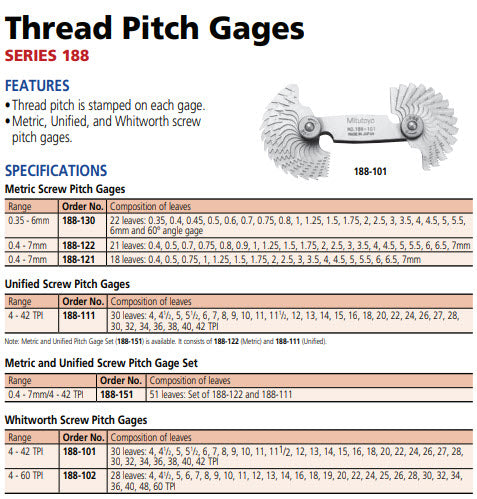 Variety Styles Screw Rdgtools Thread Pitch Gauge Measuring UK/US/Metric Thread E - Foto 3