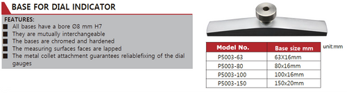 P5003-63 Base for Dial Indicator 63×16mm