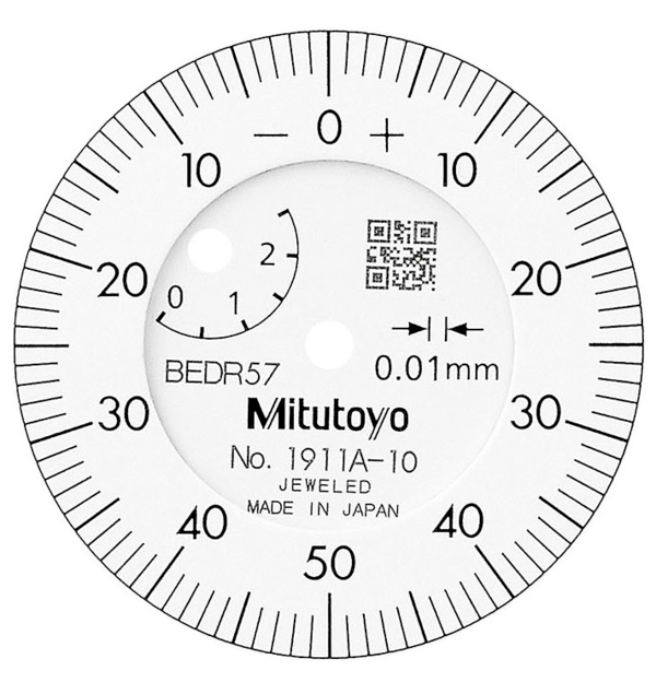 Dial Gauge, Lug Back, ISO Type Jewelled Bearing, 2,5mm, 0,01mm 1911A-10