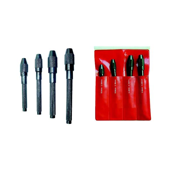 MHC 830-3104 Pin vise set Range 0-1mm, 0.8-1.5mm, 1.3-3.1mm & 3.0-4.8mm
