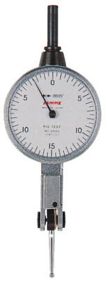 Peacock  Part Number 2000 Horizontal Lever type indicator graduation .0005'' x 0.030'' range Reading 0 - 15 - 0 Stylus 0.750" Dial diameter is 1-3/8". Dovetoils on top, back & front. Non-magnetic
