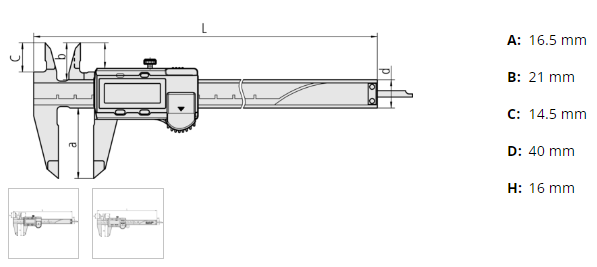 Mitutoyo Absolute aos Caliper 0-150mm/0-6" Square Depth Rod & Thumb Roller 500-171-30