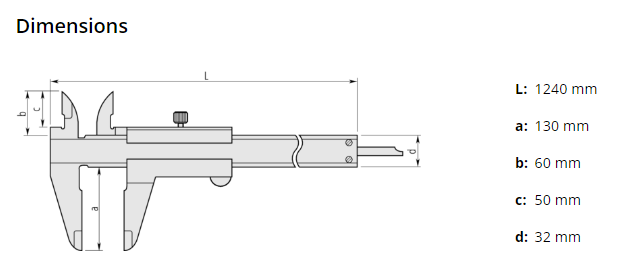 Mitutoyo Vernier Caliper 0-1000mm, 0,05mm, Metric 530-502