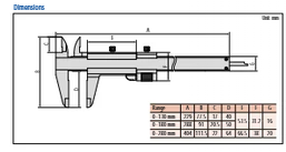 Mitutoyo Vernier Caliper, Fine Adjustment 0-180mm, 0,02mm, Metric 532-102