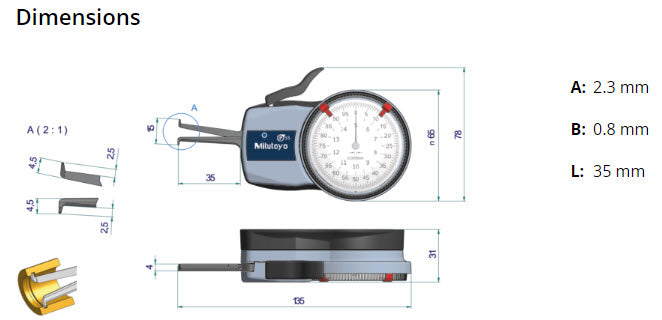 Mitutoyo Metric Internal Dial Caliper Gauge 5-15mm, 0,005mm 209-301 (Kroeplin Equivalent H105)