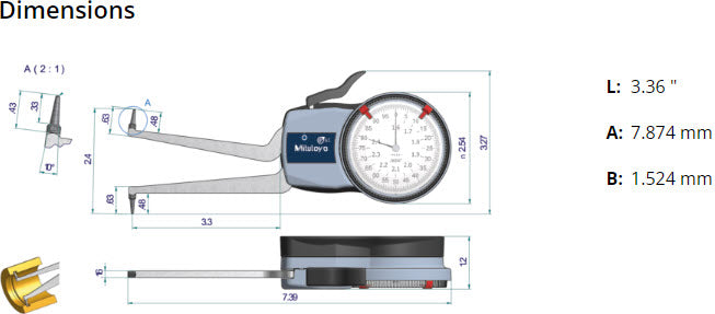 Mitutoyo Metric Internal Dial Caliper Gauge 1.6-2.4" .0005" 209-356 (Kroeplin Equivalent H740)