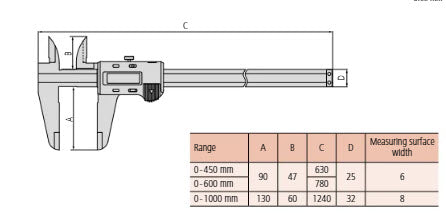 Mitutoyo Digital ABSOLUTE AOS Calipers 0-1000mm (0-40") With Output 500-507-10