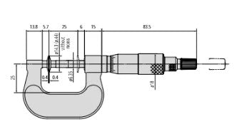 Mitutoyo Disc Micrometer, Non-Rotating Spindle, 0-1", Full Faced, D=14,3mm 169-103-10