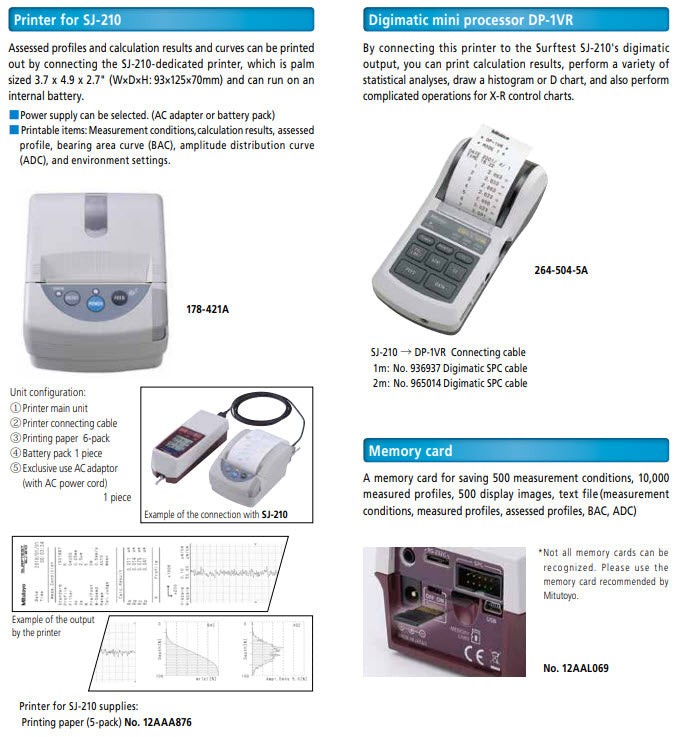 Mitutoyo 178-565-11E Surftest SJ-210 Surface Roughness Tester [inch/mm] “R2µm; .75mN” Range 16mm Traverse Type
