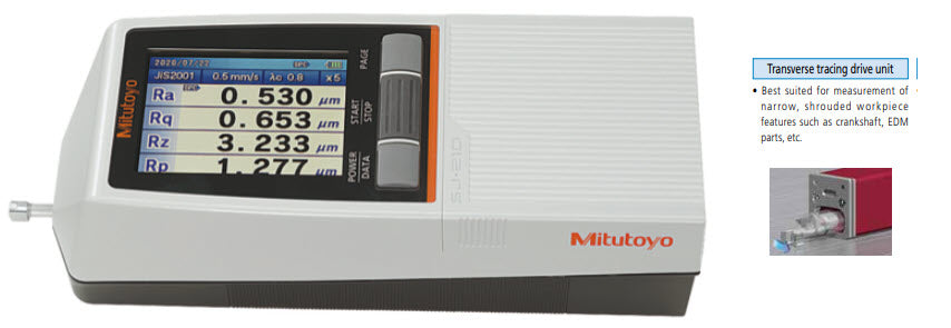 Mitutoyo 178-565-11E Surftest SJ-210 Surface Roughness Tester [inch/mm] “R2µm; .75mN” Range 16mm Traverse Type