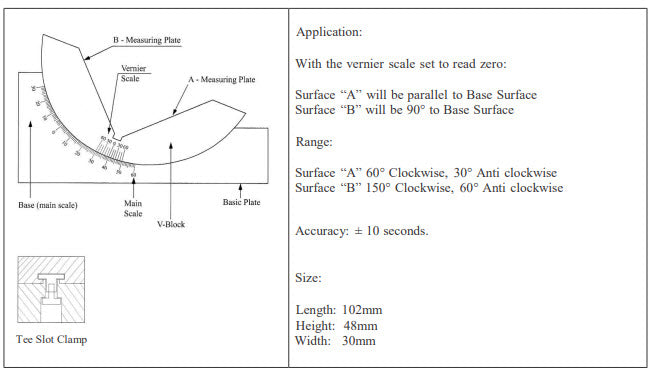 MHC 418-4960 Adjustable Angle Gauge/Tilting Vee Block 7/8"W, 1-1/4"H, 3"L 0-60° 90° Vee Block