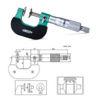 Insize Disc Micrometer 0-1" x .0001" Anvils 0.8" 3282-1