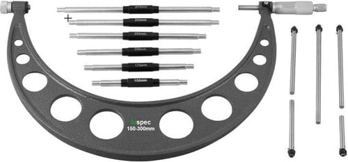 Inspec 106-62-400 Interchangeable Anvil Micrometer 150-300mm Carbide Measuring faces Painted on fine cast frame Graduation .01mm ( Mitutoyo Equivalent 340-352-30) (Insize Equivalent 3506-300)