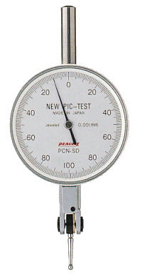 Peacock Horizontal Series PCN-SD Metric models Test Indicator Accuracy: .003mm, Graduation: 0.001mm, Range: 0.14mm, Reading: 0-100-0