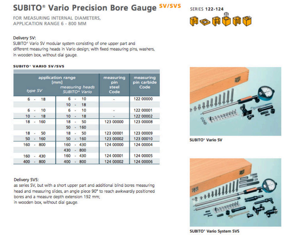 Schwenk 12300010 Vario SV Precision bore gauge range 50-160mm with carbide pins, Without Indicator