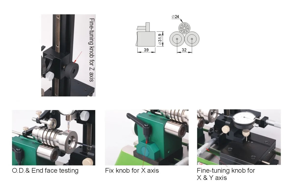 Concentricity Gauge 55448 Eccentric Checking Instrument Range: Ø 4.0mm ~ Ø 40mm Length: 130mm (guaranteed), 280mm (to the end) Accuracy: 0.002mm