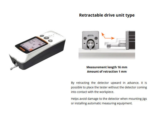 Mitutoyo 178-744-13 SJ-220R Portable Surface Roughness Tester, Retractable Drive Unit, Stylus Tip Angle 90°, Radius 5?m, Imperial / Metric, Measuring Range 17.5mm