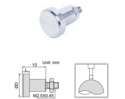 Flat Contact Point, Length INSIZE Ø2mm x L 8mm (6282-1301) m2.5 x .45mm