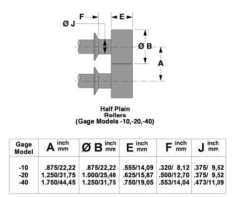 Universal Punch - Half Plain Roller Set - for Models -10, -20, -40,  110-10HP