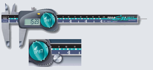 TESA BROWN & SHARPE 00530301 Electronic Digital Caliper, 0 - 6" (0 - 150mm) Range, .0005" (.01mm) Resolution, TESA CAL IP67 magna µ system