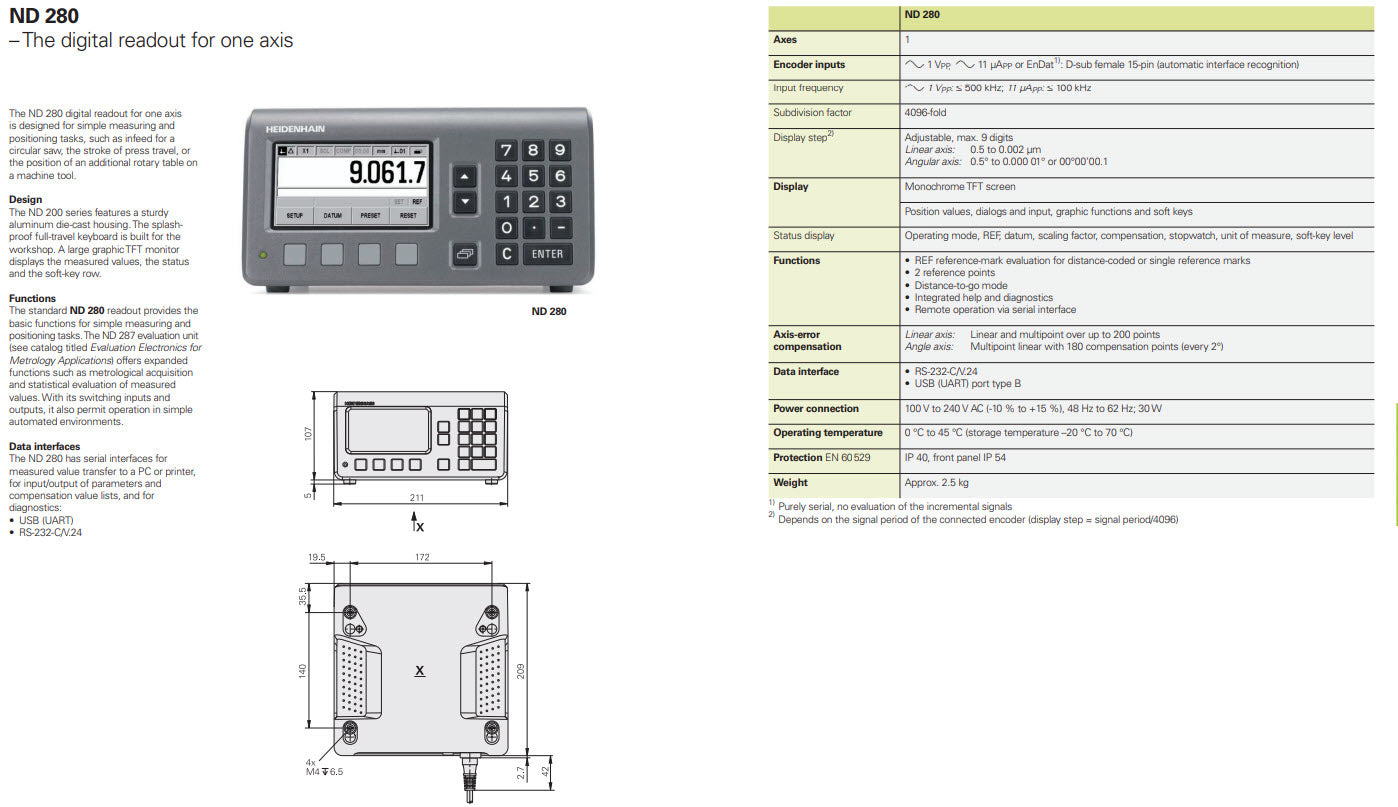 Heidenhain 636280-01 (ND 280) Digital Display