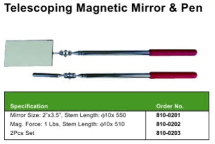 MHC 810-0201  Telescopic Mirror size 2" x 3.5" Length 550mm