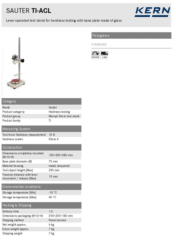 KERN® Manual Shore test stand TI-ACL