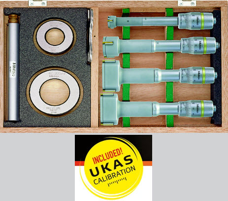 Mitutoyo 3-Point Internal Micrometer Holtest Set 20-50mm (4 pcs.) 368-913 with free UKAS Certificate