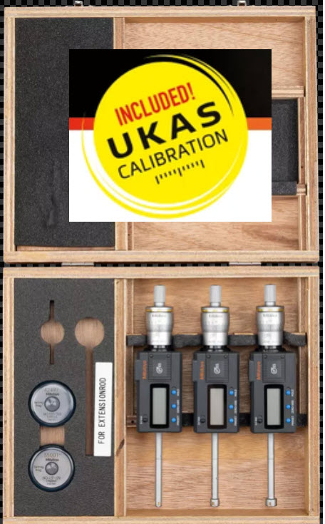 Mitutoyo Digital 3-Point Internal Micrometer Set 0,275"-0,5", Complete Unit, IP65, 468-986 with free UKAS Certificate