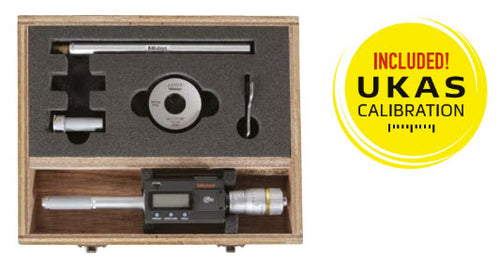 Mitutoyo Digital 3-Point Internal Micrometer Set 0,8 - 2", Interchange. Head IP65, 468-978 with free UKAS Certificate