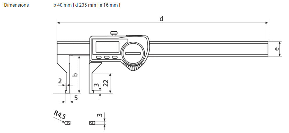 Mahr 4103080 16 EWR-AI Digital Caliper; .4-6.3"-10-160mm-Outward Jaws