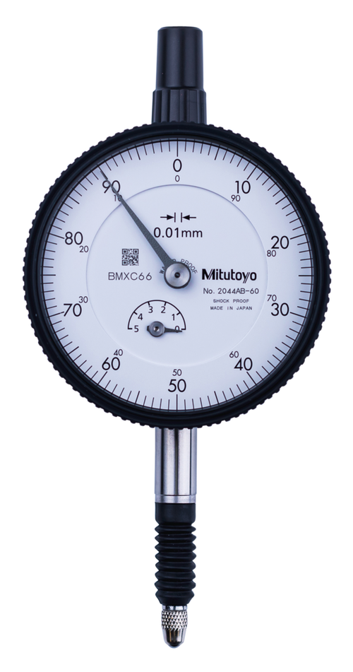 Dial Gauge, Flat Back, ISO Type IP64, 5mm, 0,01mm 2044AB-60