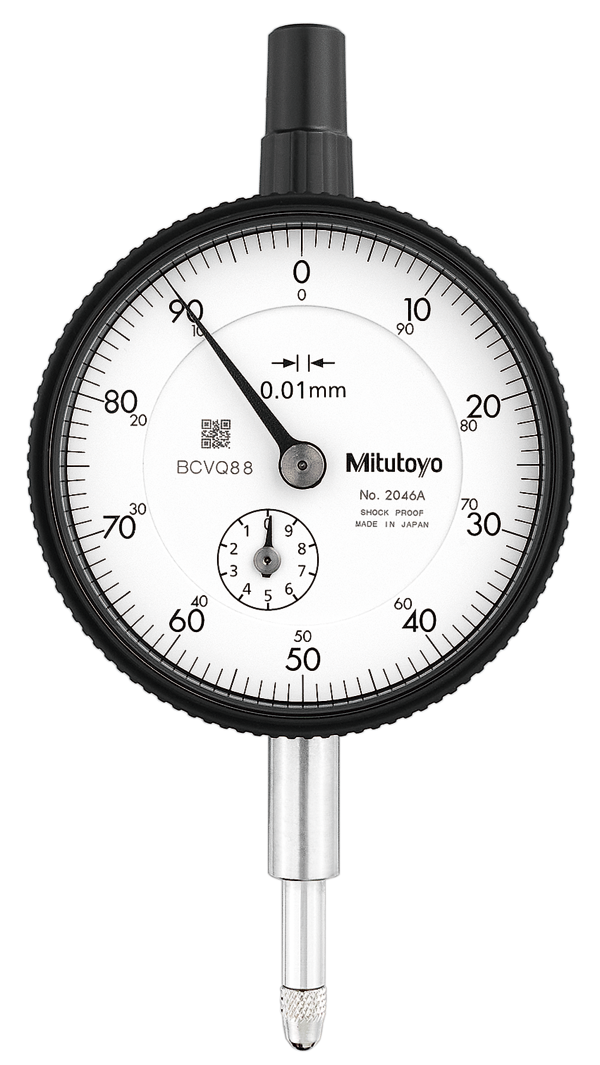Dial Gauge, Flat Back, ANSI/AGD Type Jewelled Bearing, 10mm, 0,01mm 2046A-11
