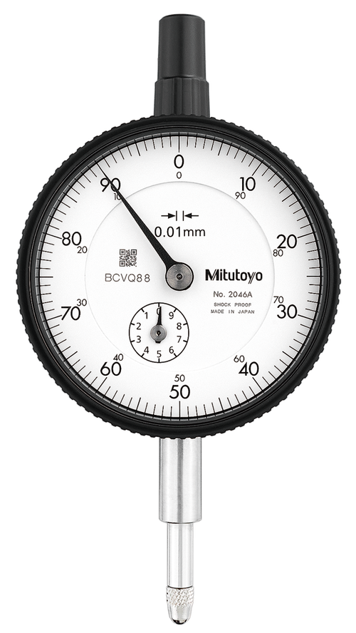 Dial Gauge, Flat Back, ANSI/AGD Type 10mm, 0,01mm 2046A-01