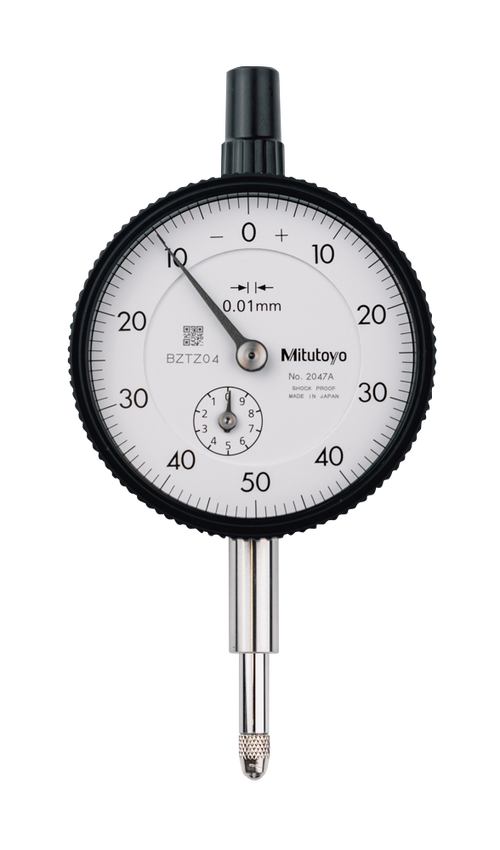 Dial Gauge, Flat Back, ISO Type 10mm, 0,01mm 2047AB