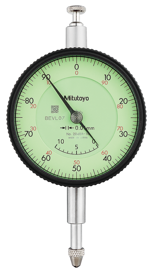 Dial Gauge, Flat Back, ISO Type Adjustable Pointer Type, 10mm, 0,01mm 2048AB-10
