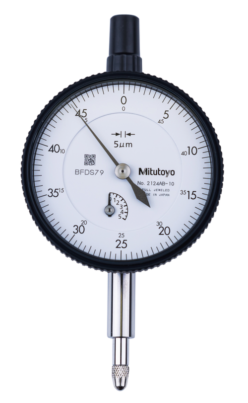 Dial Gauge, Flat Back, ISO Type Jewelled Bearing, 5mm, 0,005mm 2124AB-10