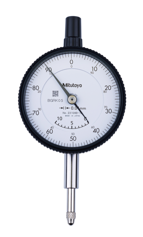 Dial Gauge,Flat Back, ISO Type Jewelled Bearing, 10mm, 0,01mm 2310AB-10