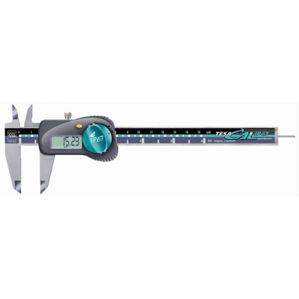 Tesa TESA CAL IP67 magna µ system 0-150mm/0-6'' Caliper Resolution .01mm/.0005'' With Thumb Roller, With RS232 00530311