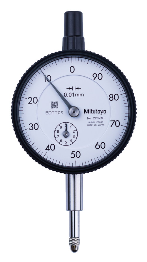 Dial Gauge, Flat Back, ISO Type Reverse Dial Face, 10mm, 0,01mm 2902AB