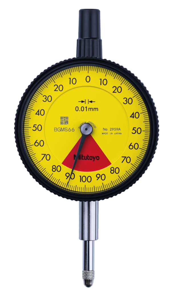 Dial Gauge, Lug Back, ISO Type One Revolution, Shockproof, 1,6mm, 0,01mm 2959A