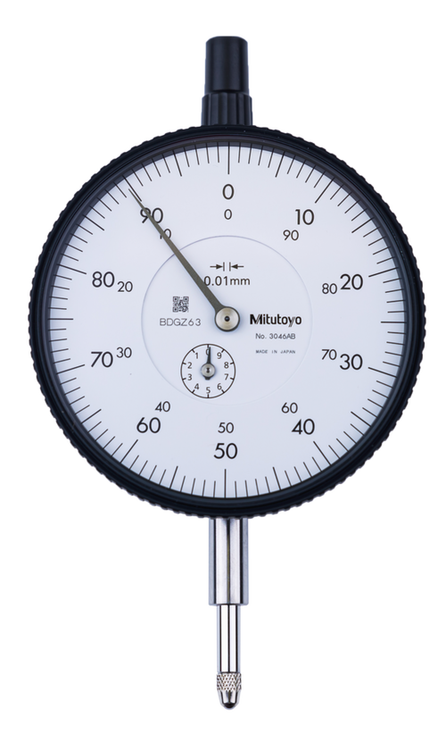 Dial Gauge, Flat Back, ISO Type 10mm, 0,01mm 3046AB