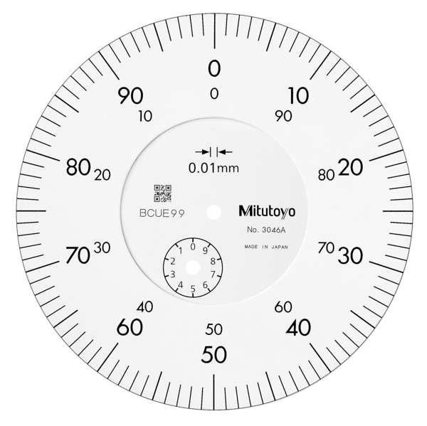 Dial Gauge, Flat Back, ISO Type 10mm, 0,01mm 3046AB