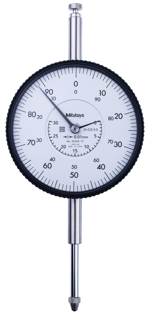 Dial Gauge, Flat Back, ISO Type Jewelled Bearing, Shockproof, 30mm, 0,01mm 3052AB-19
